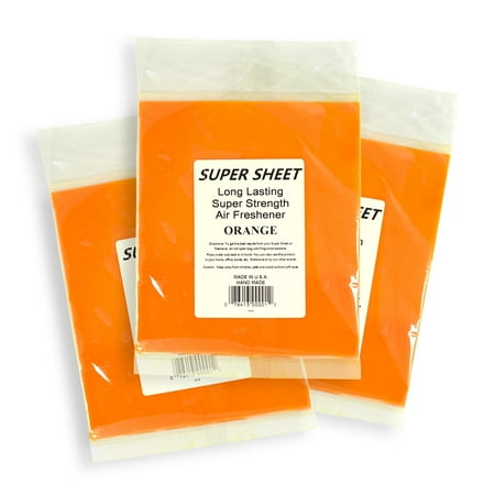 Jenray Super Sheet Large (8"x7") Under Seat Car Air Freshener, 3-Pack (Orange)