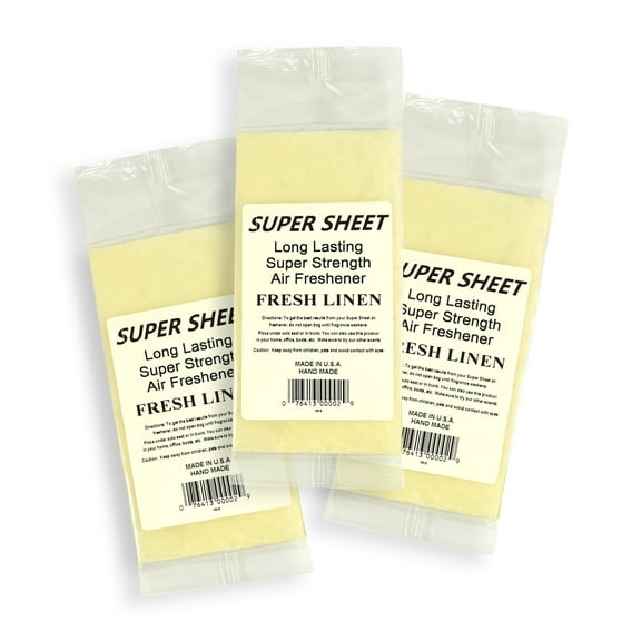 Jenray Super Sheet Small (7.5"x3.75") Under Seat Car Air Freshener, 3-Pack (Fresh Linen)