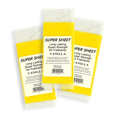 Jenray Super Sheet Small (7.5"x3.75") Under Seat Car Air Freshener, 3-Pack (Vanilla)
