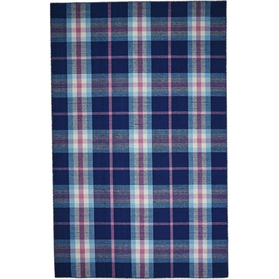 Jens Eco-Friendly PET Dhurrie, Bright Blue/Peony Pink, 5ft x 8ft Area Rug