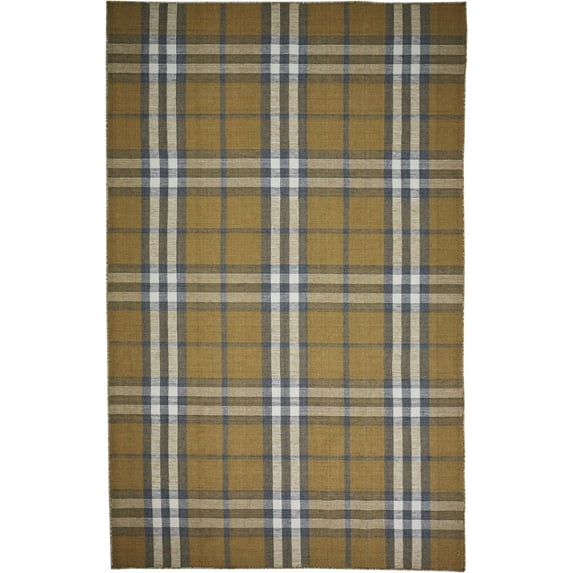Jens Eco-Friendly PET Dhurrie, Golden/Denim Blue,8ft x 10ft Area Rug