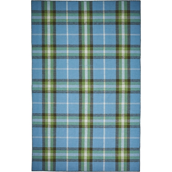 Jens Eco-Friendly PET Dhurrie, Horizon Blue/Green, 2ft x 3ft Accent Rug