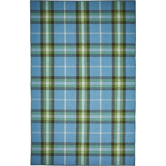 Jens Eco-Friendly PET Dhurrie, Horizon Blue/Green, 3ft-6in x 5ft-6in Accent Rug