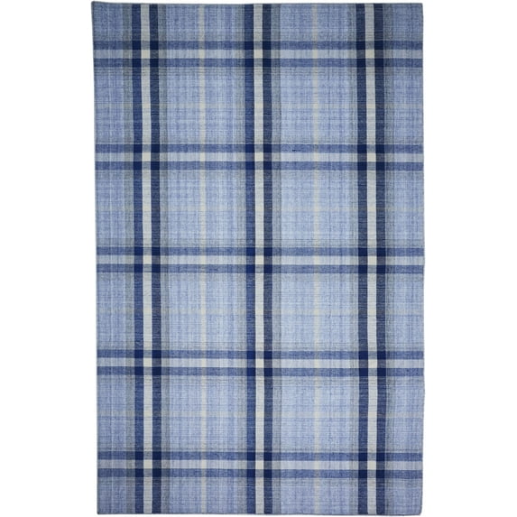 Jens Eco-Friendly PET Dhurrie, Navy/Sky Blue/White, 2ft x 3ft Accent Rug