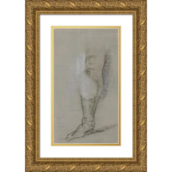 Jens Juel 10x14 Gold Ornate Wood Frame and Double Matted Museum Art Print Titled - Study for the Rybergske Family Image; Johan Christian Ryberg's Right Leg (1796 - 1797)