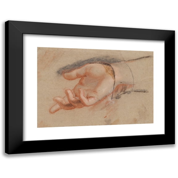 Jens Juel 14x11 Black Modern Framed Museum Art Print Titled - Pastel Study to an Outstretched Hand (1790 - 1799)