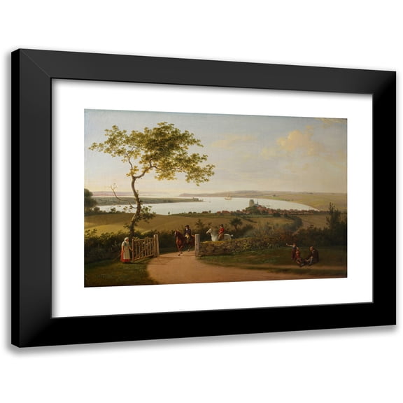 Jens Juel 14x11 Black Modern Framed Museum Art Print Titled - View of the Little Belt from a Hill Near Middelfart, Funen (C. 1800)