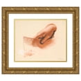 thumbnail image 1 of Jens Juel 14x12 Gold Ornate Wood Frame and Double Matted Museum Art Print Titled - Study of a Man's Right Hand, Holding a Piece of Paper; Study for the Anchor Family Image (1790 - 1793), 1 of 4