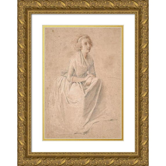 Jens Juel 14x18 Gold Ornate Wood Frame and Double Matted Museum Art Print Titled - Rosine Juel, Born Dorschel; Study for Double Portrait of Juel and His Wife at the Easel (1791)