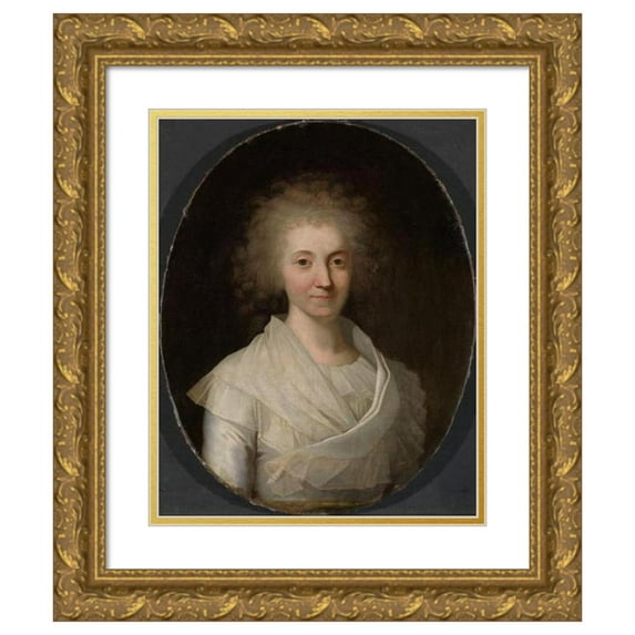 Jens Juel 15x18 Gold Ornate Wood Frame and Double Matted Museum Art Print Titled - Portrait of Maren Juel (1780s)