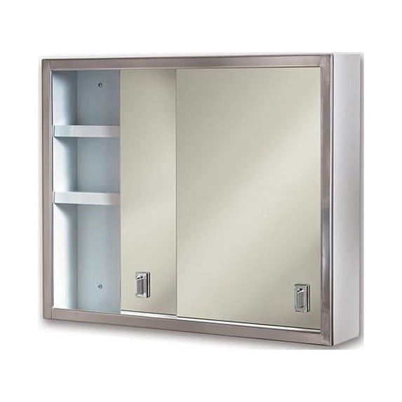 Jensen 24 x 19 in. 2 Door Contempora Polished Medicine Cabinet with Stainless Steel Fixture, Basic White