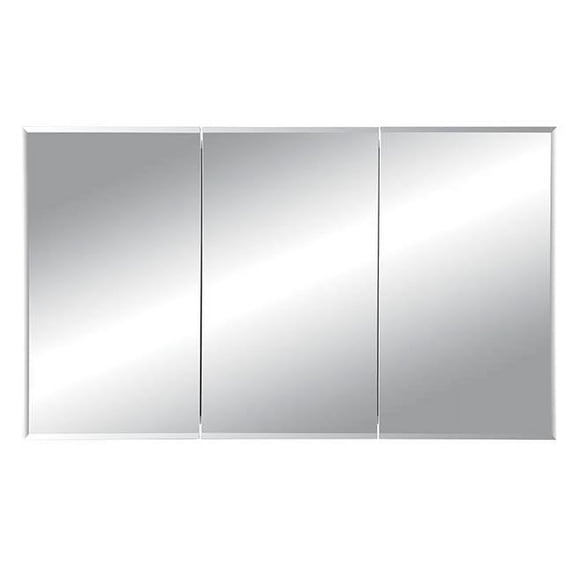 Jensen 255048 48 x 28 in. Horizon 3 Door Bevel Edge Medicine Cabinet with Stainless Steel Glass, Basic White