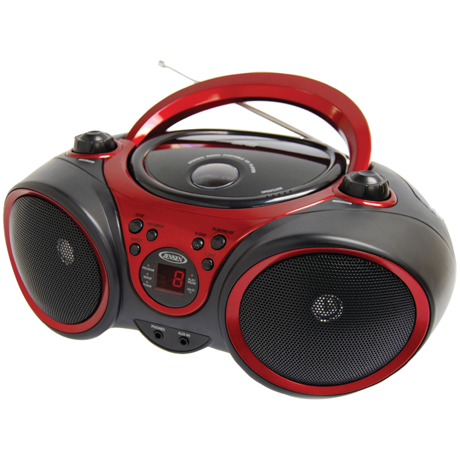 Jensen 3-Watt RMS Portable Stereo CD Player with AM/FM Stereo Radio (Red) - image 1 of 6