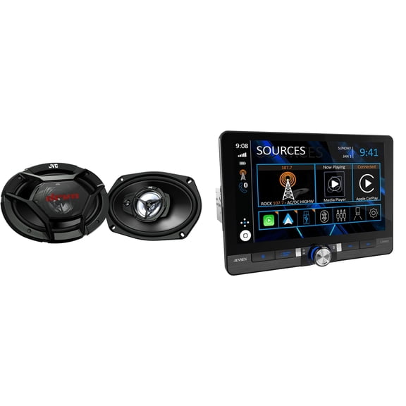 Jensen 8" Touch Screen Receiver with Apple CarPlay, Android Auto + 6x9 Speakers
