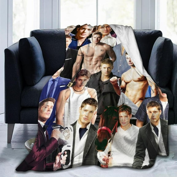 Jensen Ackles Blanket Soft and Warm Lightweight Fluffy Throws Blankets Rug Carpet Gift for Beach Yoga Bedroom Living Room Decoration Sofa Camping Trip Dorm Decor All Season