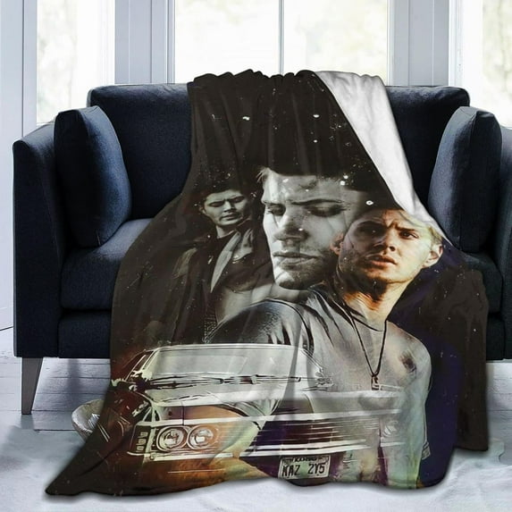 Jensen Ackles Collage Blanket, Dean Winchester Blanket, Lightweight & Ultra-Soft Flannel Fleece Blanket, Anti-Pilling Plush Blanket for Couch, Bed, Sofa, Bedding Decor, 80"x60"