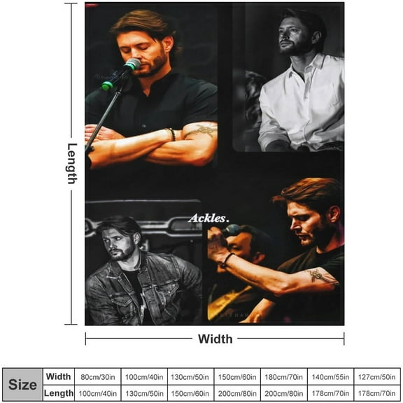 Jensen Actor Ackles Blanket Super Soft Warm Flannel Blanket for Bedroom Living Room Sofa Four Seasons Perfect for Napping Home Decor Bedding Artwork 30"x40"