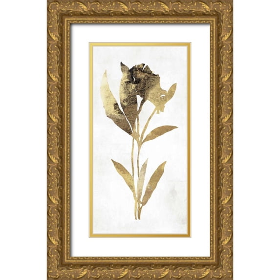Jensen, Asia 11x18 Gold Ornate Wood Framed with Double Matting Museum Art Print Titled - Gold Botanical III