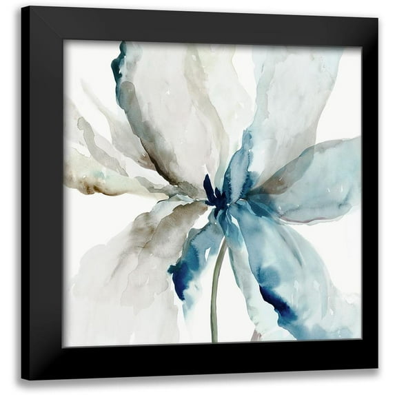Jensen, Asia 12x12 Black Modern Framed Museum Art Print Titled - Blue Transparent Flower