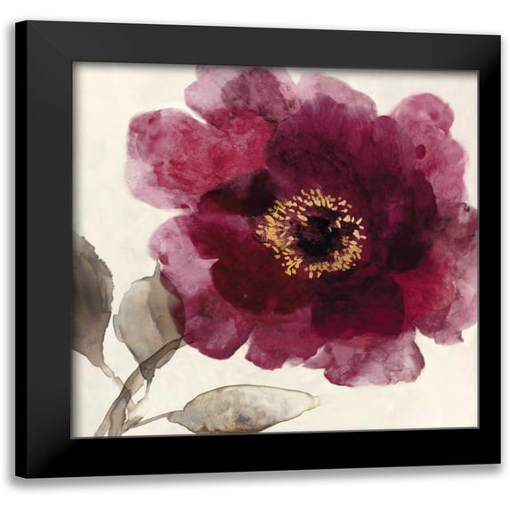 Jensen, Asia 12x12 Black Modern Framed Museum Art Print Titled - Crimson Peony I