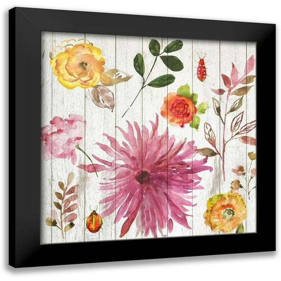 Jensen, Asia 12x12 Black Modern Framed Museum Art Print Titled - Folk Gardens II