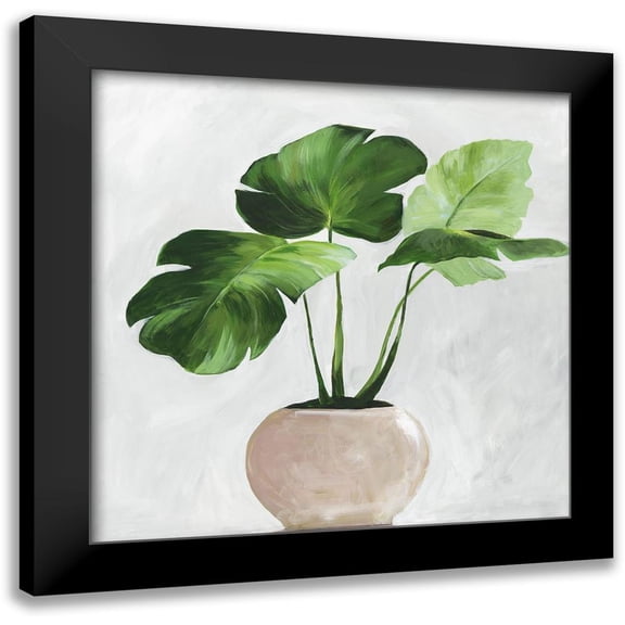 Jensen, Asia 12x12 Black Modern Framed Museum Art Print Titled - Potted Green Leaves