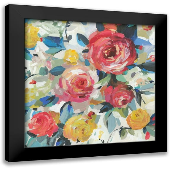 Jensen, Asia 12x12 Black Modern Framed Museum Art Print Titled - Red Roses