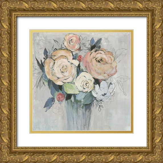 Jensen, Asia 12x12 Gold Ornate Wood Framed with Double Matting Museum Art Print Titled - Glowing Heart