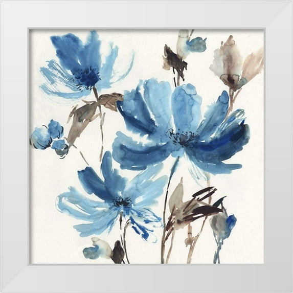 Jensen, Asia 12x12 White Modern Wood Framed Museum Art Print Titled - Blissful Blue