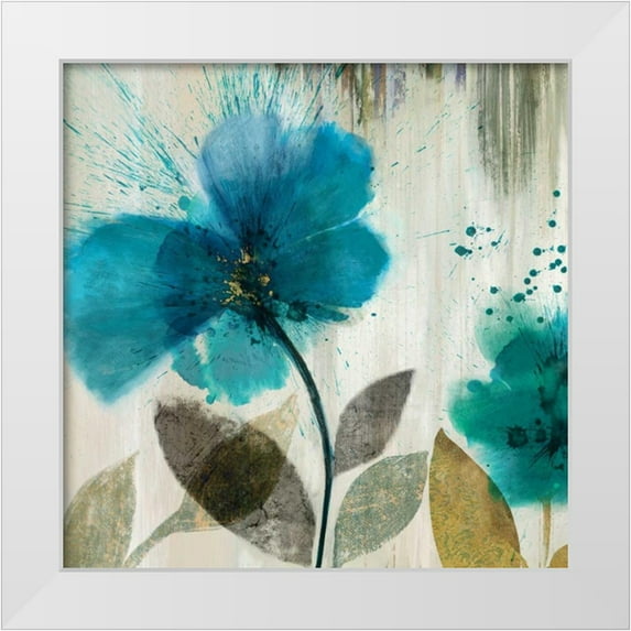 Jensen, Asia 12x12 White Modern Wood Framed Museum Art Print Titled - Teal Splash II - Mini