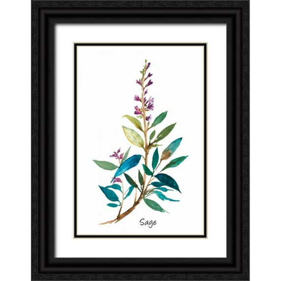 Jensen, Asia 13x18 Black Ornate Wood Framed with Double Matting Museum Art Print Titled - Sage II