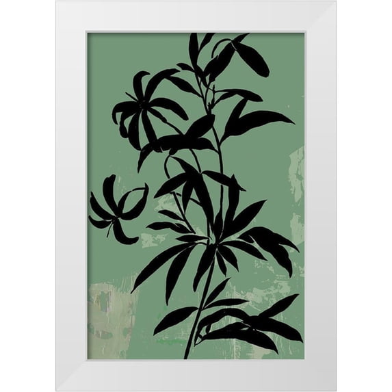 Jensen, Asia 13x18 White Modern Wood Framed Museum Art Print Titled - Green Silhouette I