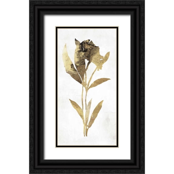 Jensen, Asia 14x24 Black Ornate Wood Framed with Double Matting Museum Art Print Titled - Gold Botanical III