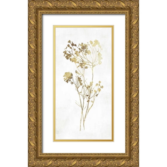 Jensen, Asia 14x24 Gold Ornate Wood Framed with Double Matting Museum Art Print Titled - Gold Botanical II