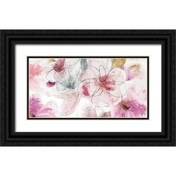 Jensen, Asia 14x9 Black Ornate Wood Framed with Double Matting Museum Art Print Titled - Pretty In PInk III