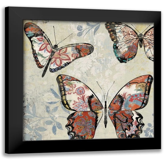 Jensen, Asia 15x15 Black Modern Framed Museum Art Print Titled - Patterned Butterflies I