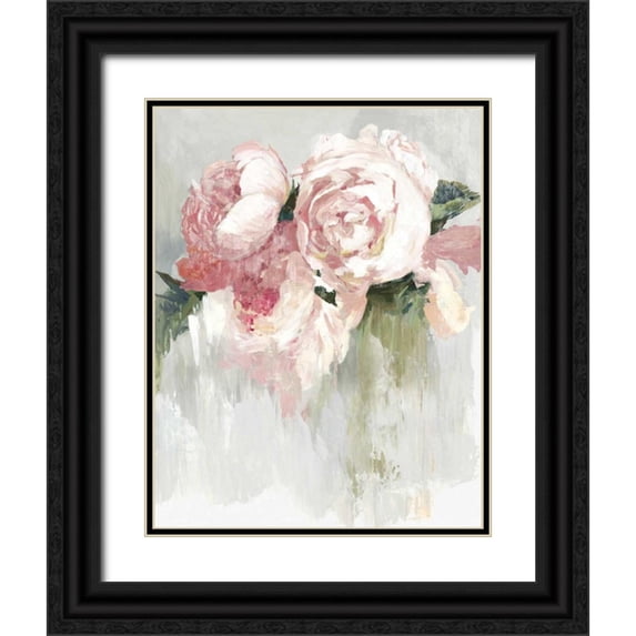 Jensen, Asia 15x18 Black Ornate Wood Framed with Double Matting Museum Art Print Titled - Peonies