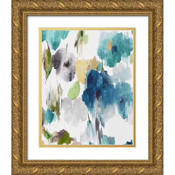 Jensen, Asia 15x18 Gold Ornate Wood Framed with Double Matting Museum Art Print Titled - Abstract Flower Pattern II