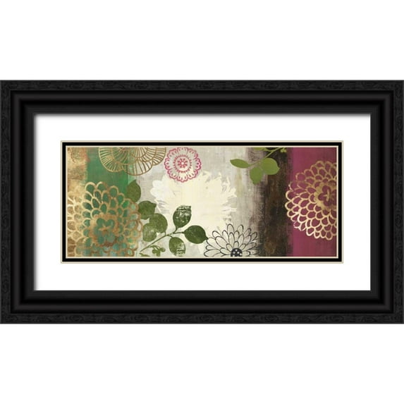 Jensen, Asia 18x10 Black Ornate Wood Framed with Double Matting Museum Art Print Titled - Jacquard I - Mini