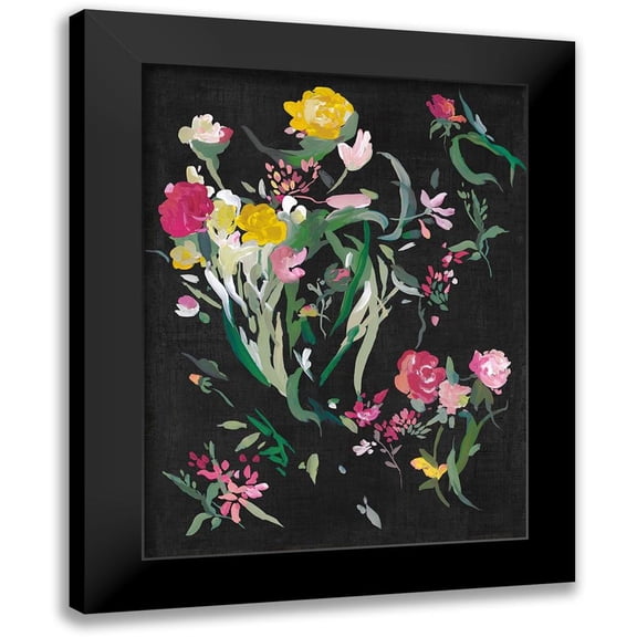 Jensen, Asia 19x24 Black Modern Framed Museum Art Print Titled - Midnight Blooming Botanicals II