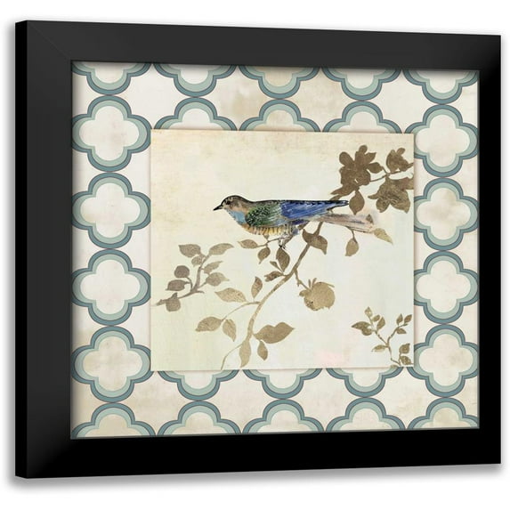 Jensen, Asia 20x20 Black Modern Framed Museum Art Print Titled - Audubon Tile III - Mini