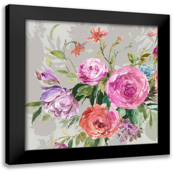 Jensen, Asia 20x20 Black Modern Framed Museum Art Print Titled - Botanical Bouquet