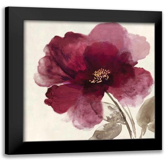 Jensen, Asia 20x20 Black Modern Framed Museum Art Print Titled - Crimson Peony II