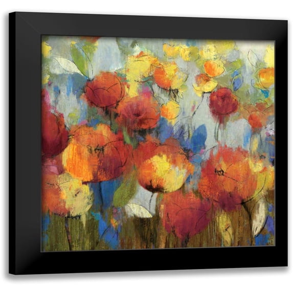 Jensen, Asia 20x20 Black Modern Framed Museum Art Print Titled - Meadow Flowers