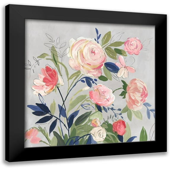 Jensen, Asia 20x20 Black Modern Framed Museum Art Print Titled - Rose of Summer