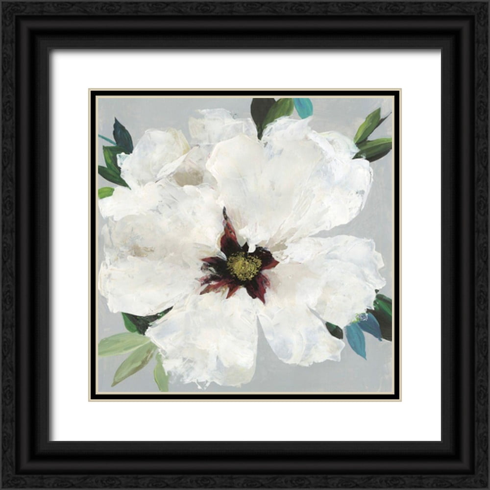 Jensen, Asia 20x20 Black Ornate Wood Framed with Double Matting Museum ...