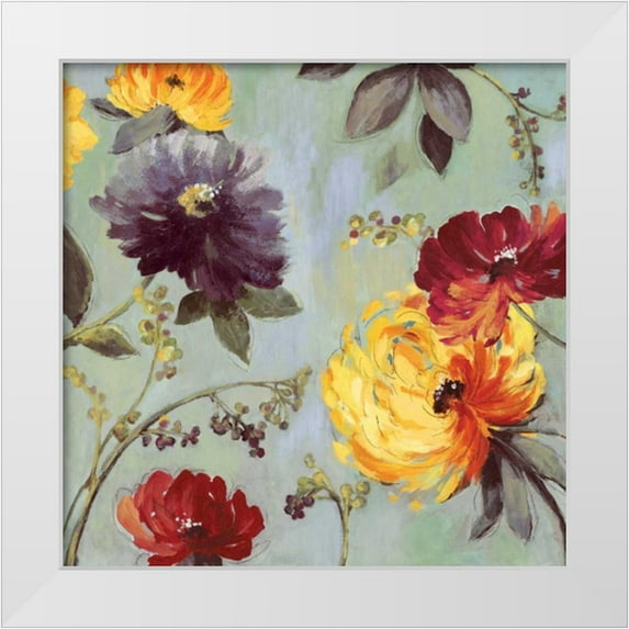 Jensen, Asia 20x20 White Modern Wood Framed Museum Art Print Titled - Field Flowers I - Mini