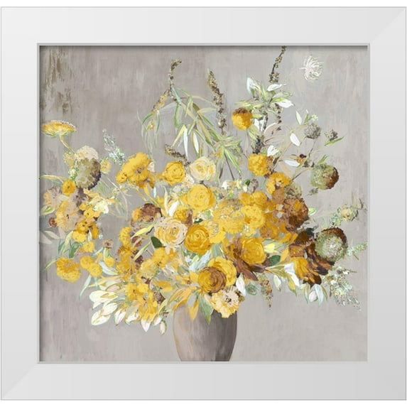 Jensen, Asia 21x20 White Modern Wood Framed Museum Art Print Titled - Summer Yellow Bouqet