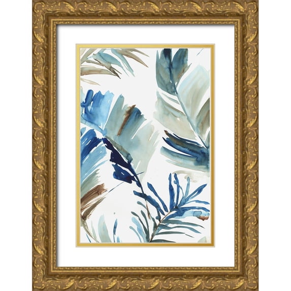 Jensen, Asia 23x32 Gold Ornate Wood Framed with Double Matting Museum Art Print Titled - Blue Tropical Heat II