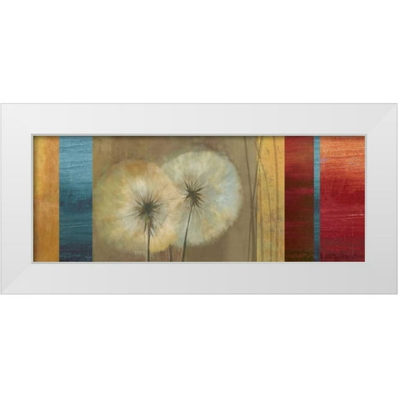 Jensen, Asia 24x12 White Modern Wood Framed Museum Art Print Titled - Golden Dandelions